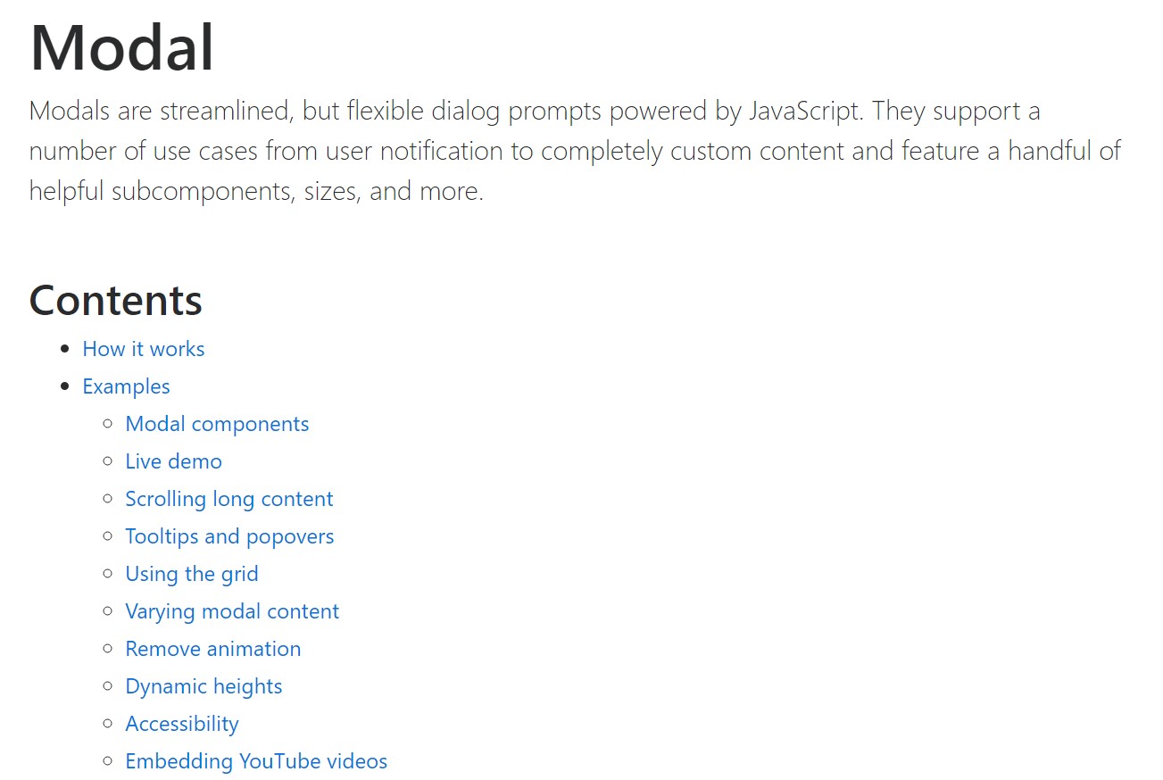Bootstrap Modal Popup: official  documents
