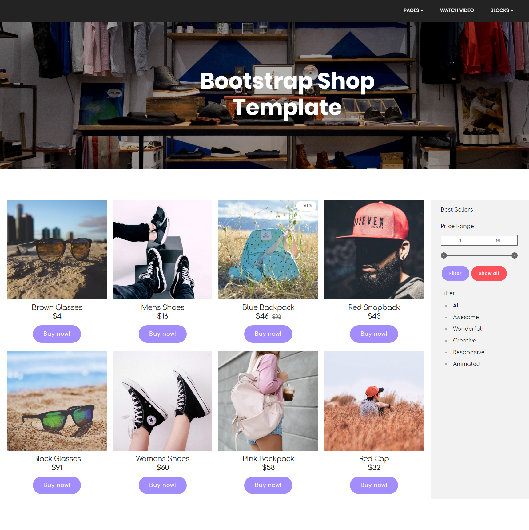 Free Download Bootstrap Shop Templates
