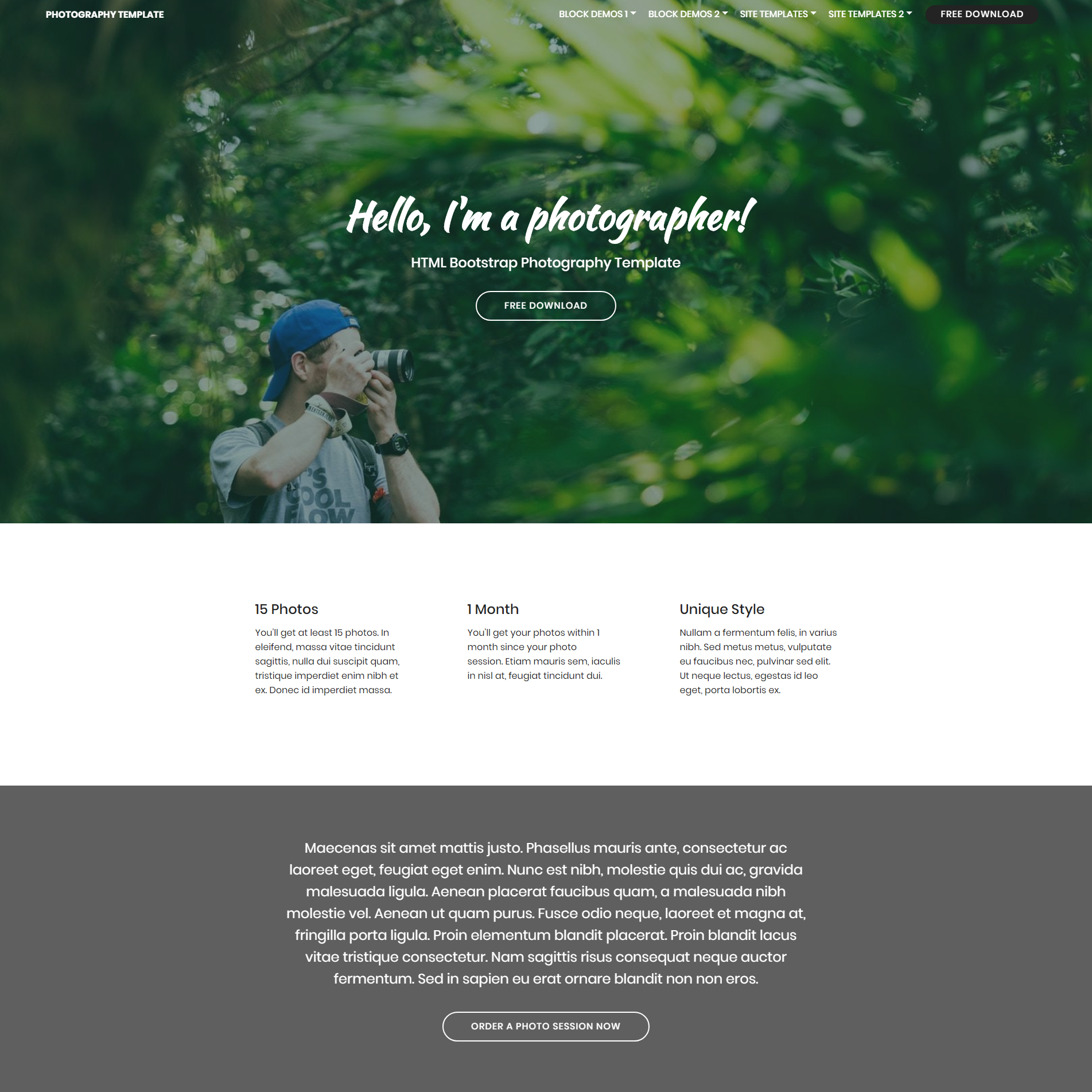 Free Bootstrap Photography Templates